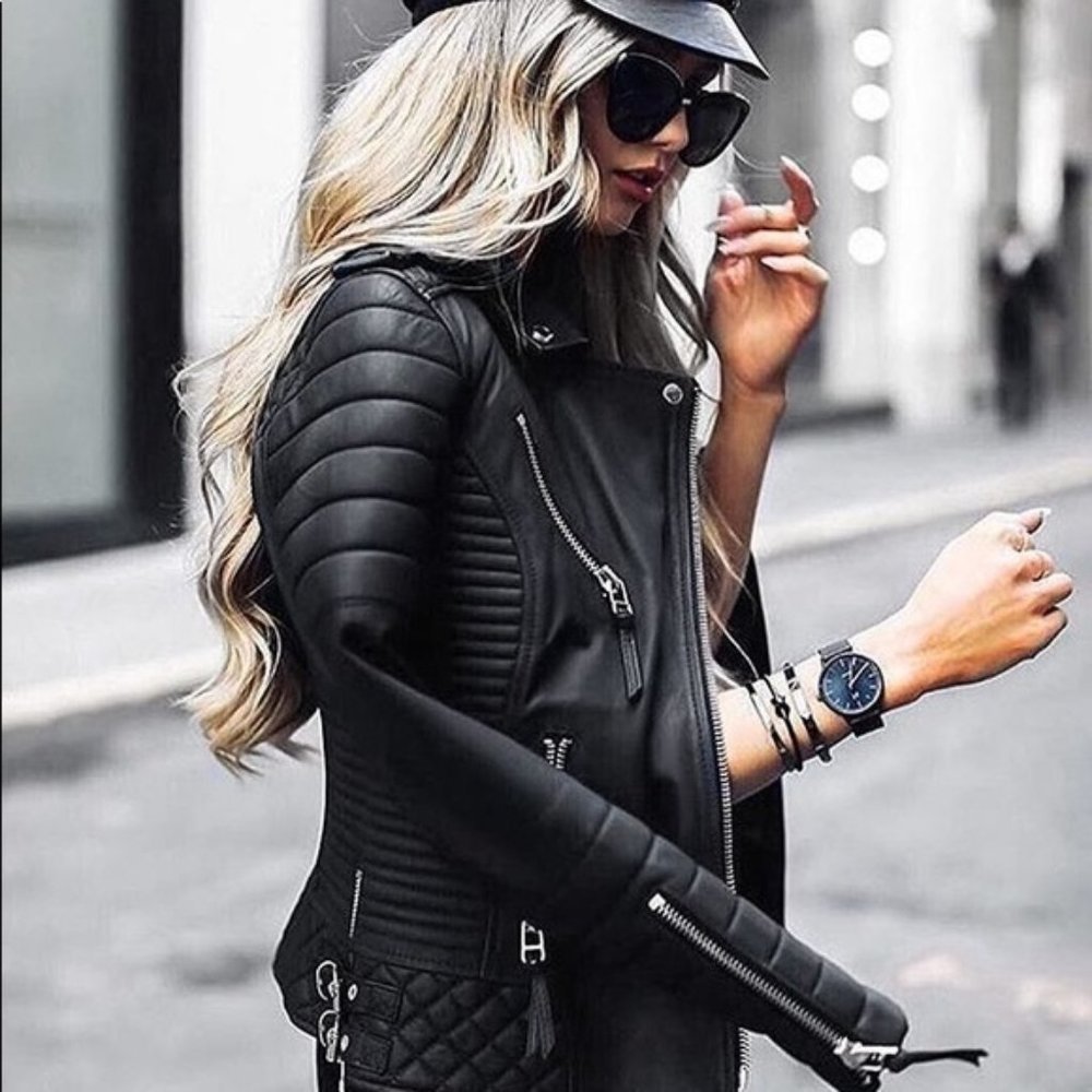 Stylish Black Quilted Women's Jacket